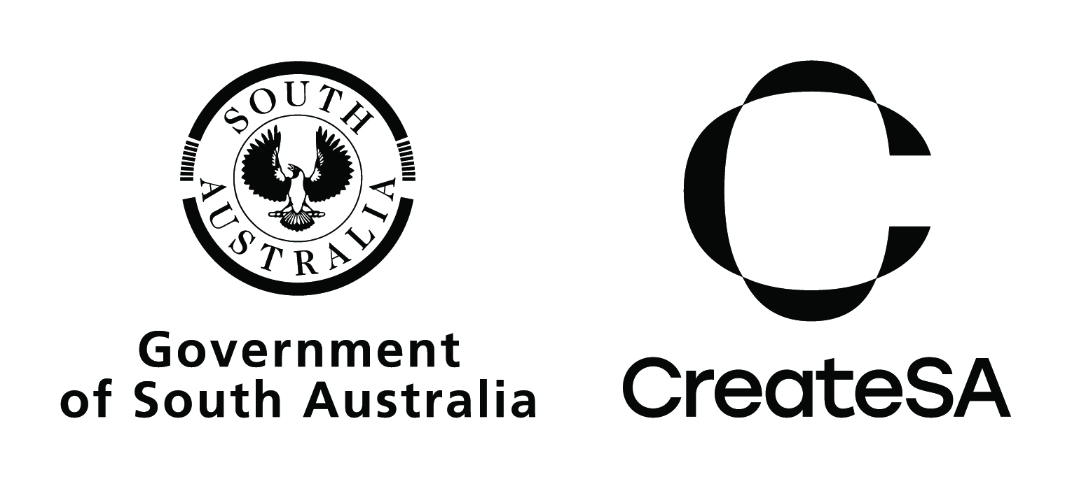 Logos for the Government of South Australia and CreateSA, in black and white.