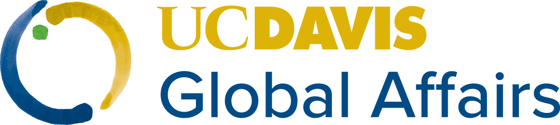 UC Davis Global Affairs logo featuring a circular design and stylized text.
