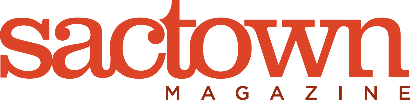 Sactown Magazine logo in bold, red font with "MAGAZINE" in smaller type below.
