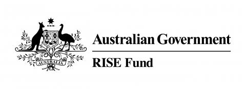 Australian Government RISE Fund logo featuring emus and kangaroos.