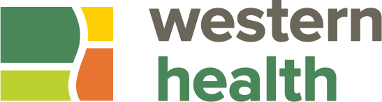 Western Health logo featuring a green, yellow, and orange design with text.
