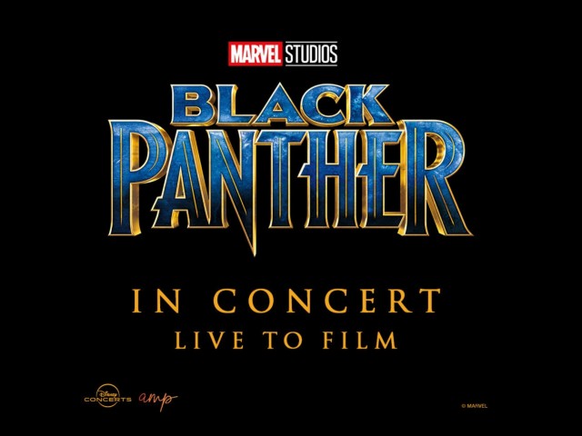Marvel Studios Black Panther In Concert logo with Live to Film on black background