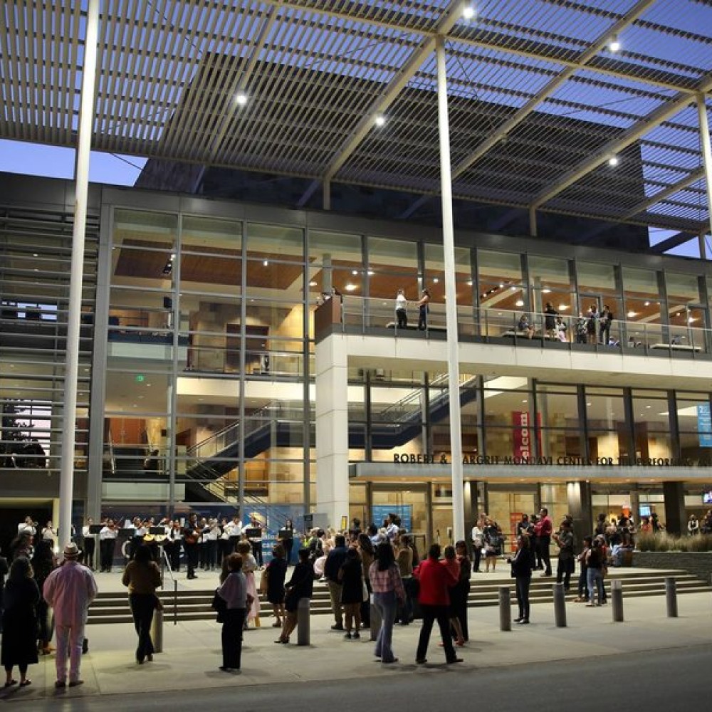 Mondavi exterior with attendees