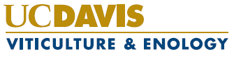 UC Davis Viticulture &amp; Enology logo — gold UC DAVIS with blue subtitle