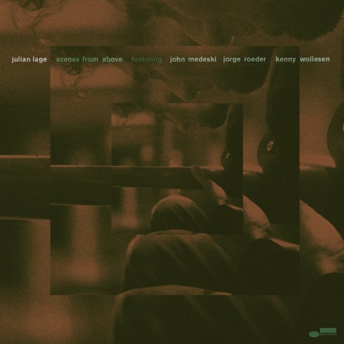 Sepia-green album graphic: repeated photo of seated person with a guitar, names across top