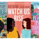 Three book covers featuring diverse young characters and vibrant colors.
