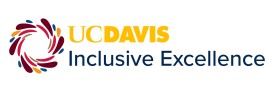 UC Davis logo featuring "Inclusive Excellence" in blue text with colorful circular design.