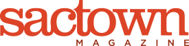 Sactown Magazine logo — red serif "sac town" with small uppercase MAGAZINE beneath